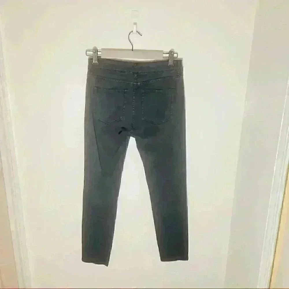 The Kooples High Waist Slim Leg Denim Jeans in Grey